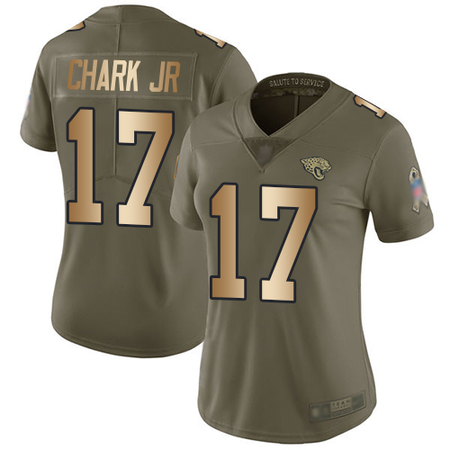 Nike Jacksonville Jaguars #17 DJ Chark Jr Olive Gold Women Stitched NFL Limited 2017 Salute to Service Jersey